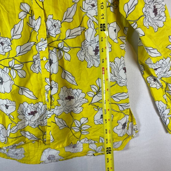 Kut From The Kloth Yellow Floral Button Up Long Sleeve Shirt - Size XL - Picture 7 of 8